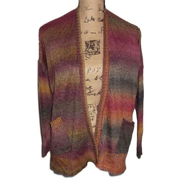 KENSIE Designer Womens Amber Gold Green Fall Cardigan Sweater Beautiful $119 S - Picture 1 of 3